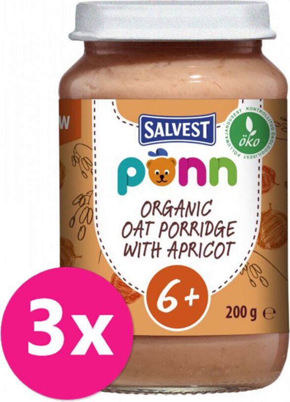SALVEST Põnn BIO Meruňky s ovesnými vločkami 3 x 200 g - obrázek 1