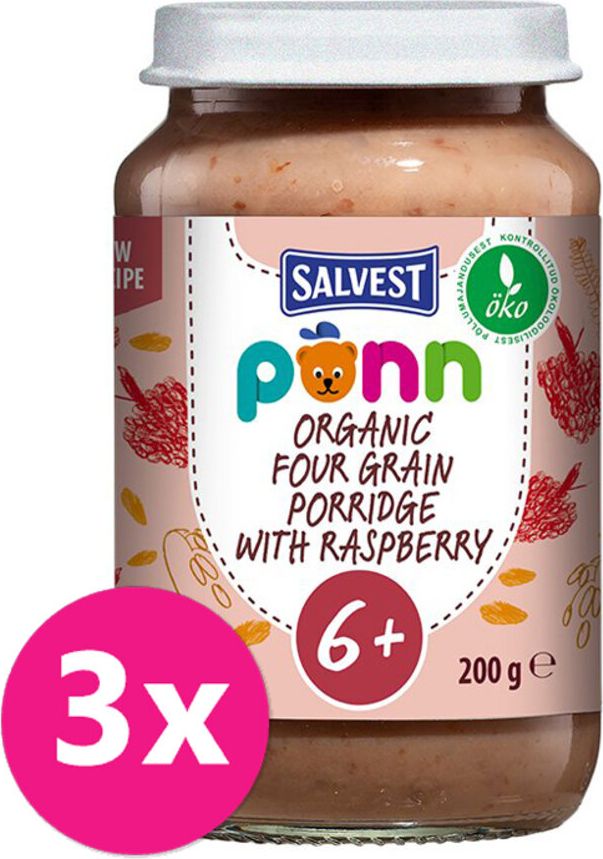 SALVEST Põnn BIO Maliny s cereáliemi 3 x 200 g - obrázek 1