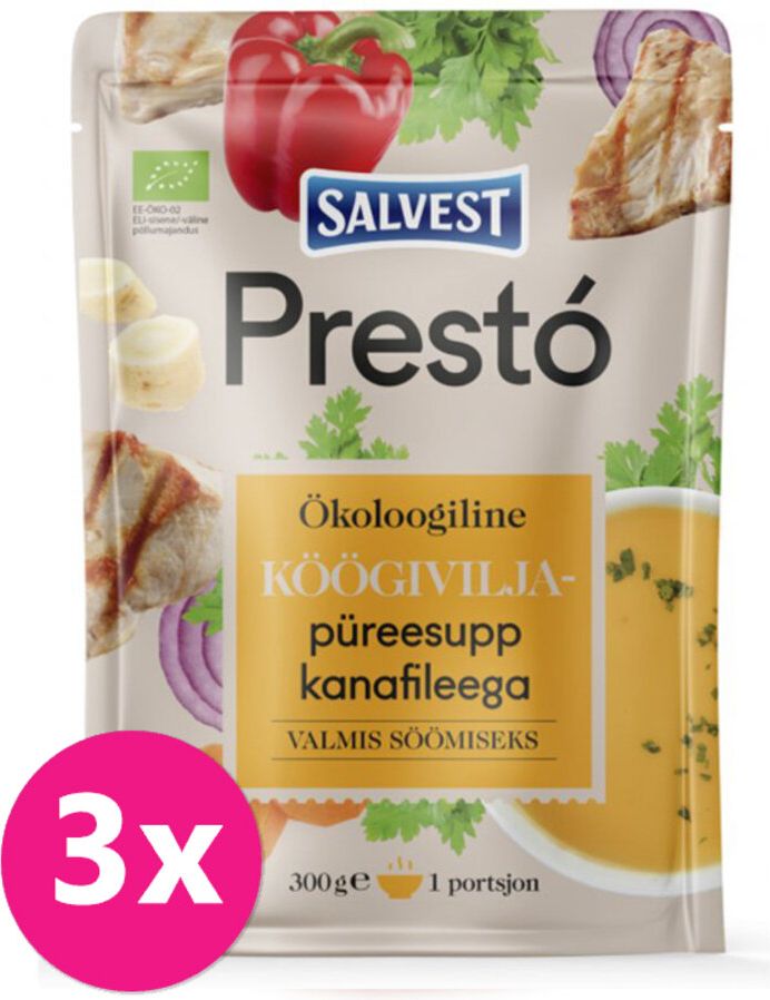 SALVEST Prestó BIO Kuřecí prsíčka se zeleninovým pyré 3 x 300 g - obrázek 1