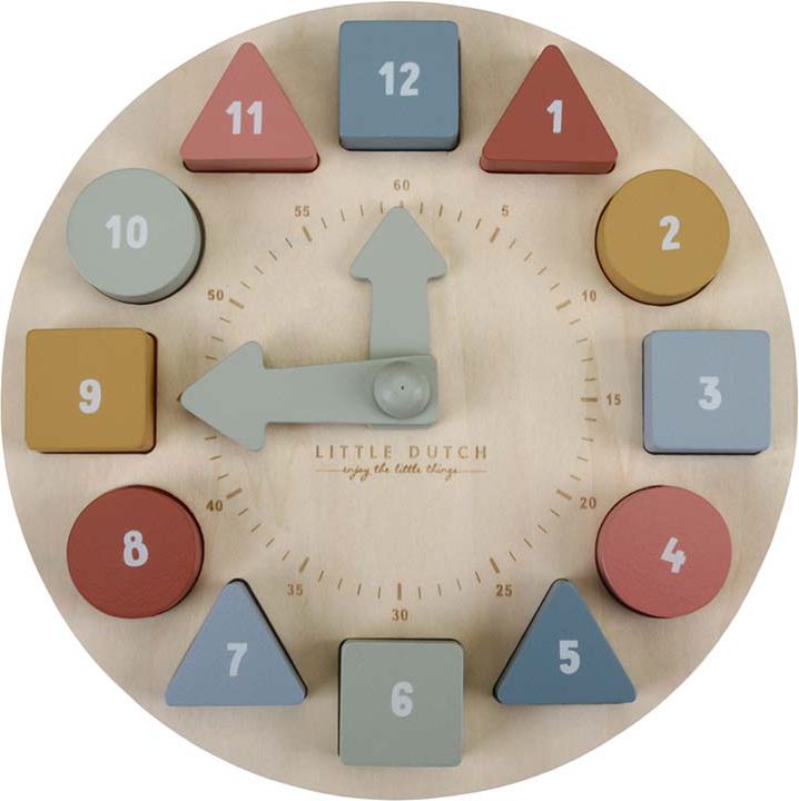 LITTLE DUTCH Hodiny s puzzle kostkami dřevěné - obrázek 2