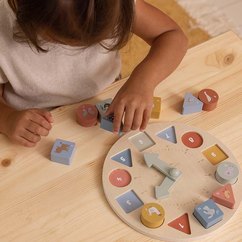 LITTLE DUTCH Hodiny s puzzle kostkami dřevěné - obrázek 3