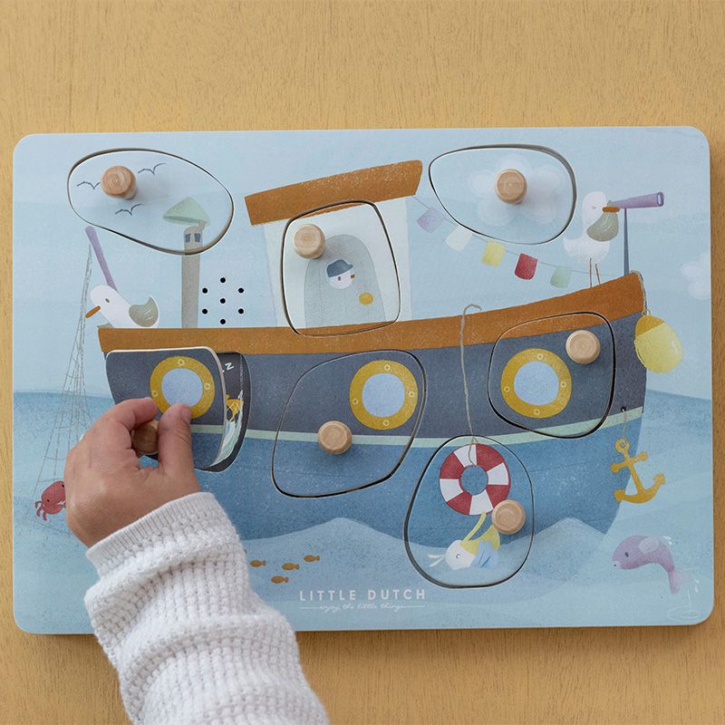 LITTLE DUTCH Puzzle vkládací se zvukem Námořnický záliv - obrázek 4