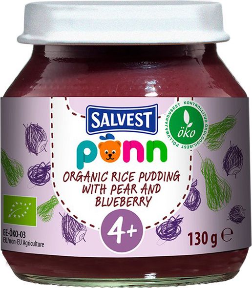 Salvest Põnn BIO Hruškovo borůvkové pyré s jáhly 6 x 130 g - obrázek 2