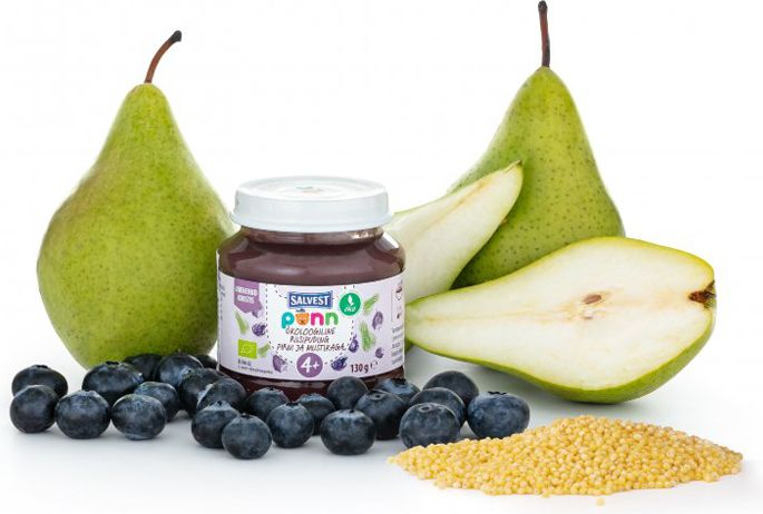 Salvest Põnn BIO Hruškovo borůvkové pyré s jáhly 6 x 130 g - obrázek 4