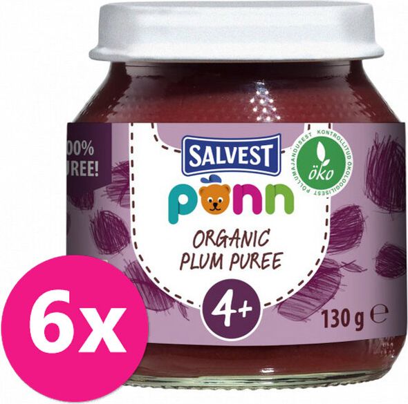 Salvest Põnn BIO Švestka 100% 6 x 130 g - obrázek 1