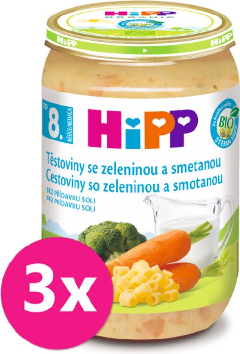 HiPP BIO Těstoviny se zeleninou a smetanou od 8. měsíce 3 x 220 g - obrázek 1