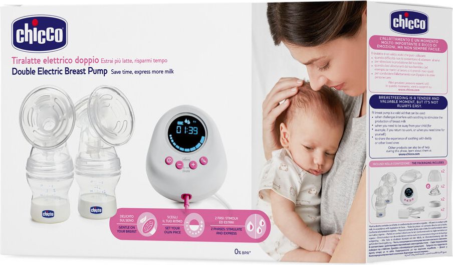 CHICCO Odsávačka mateřského mléka elektrická Double + zdarma Láhev kojenecká Natural Feeling 150ml - obrázek 3