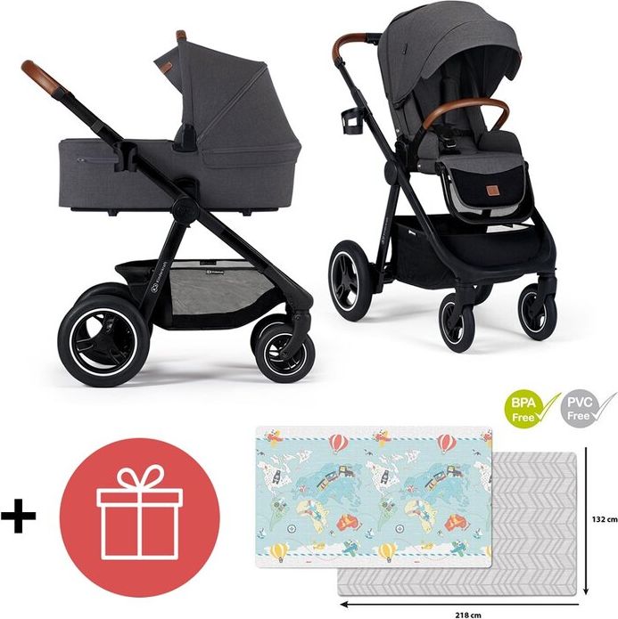 KINDERKRAFT Kočárek Everyday 2v1 Black Dark Grey + SKIP HOP Podložka Malý cestovatel ZDARMA - obrázek 1