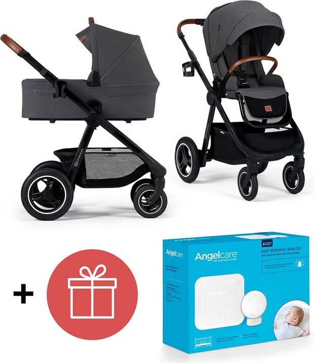 KINDERKRAFT Kočárek Everyday 2v1 Black Dark Grey + ANGELCARE AC027 Monitor pohybu dechu ZDARMA - obrázek 1
