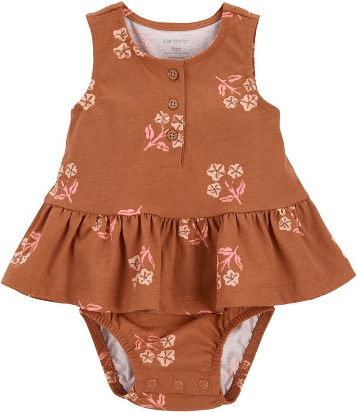 CARTER'S Body bez rukávů s volánem Brown Flowers holka 6m - obrázek 1