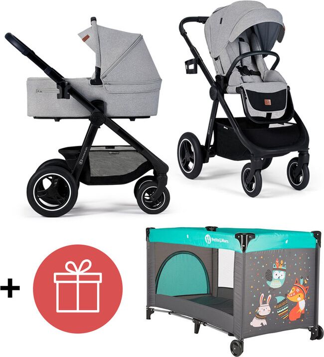 KINDERKRAFT Kočárek Everyday 2v1 Light Grey + PETITE&MARS Postýlka cestovní Koot - Fox Aqua ZDARMA - obrázek 1