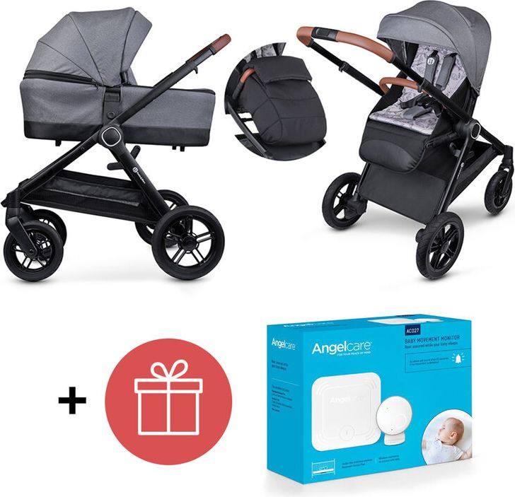 PETITE&MARS Kočárek 2v1 Trails Ultimate Grey + ANGELCARE AC027 Monitor pohybu dechu ZDARMA - obrázek 1