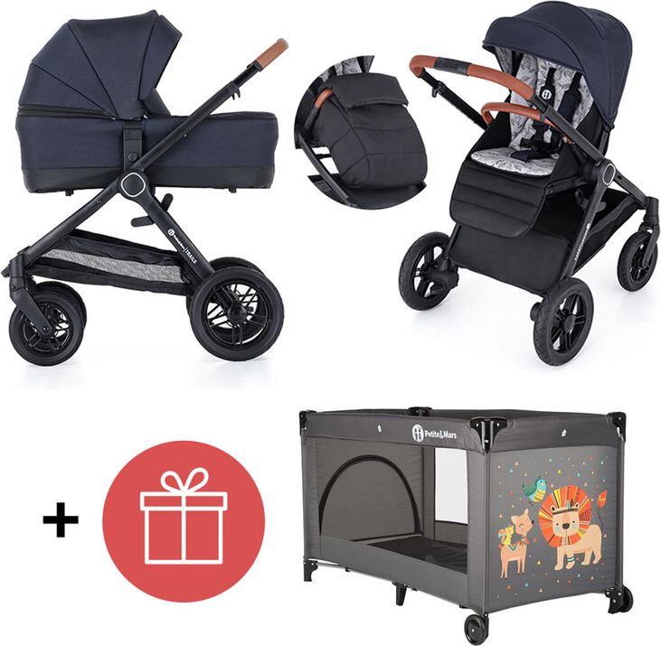 PETITE&MARS Kočárek 2v1 Trails Anthracite Blue + PETITE&MARS Postýlka Koot - Lion Grey ZDARMA - obrázek 1