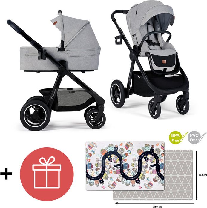 KINDERKRAFT Kočárek Everyday 2v1 Light Grey + SKIP HOP Podložka na hraní Vibrant Village 0m+ ZDARMA - obrázek 1