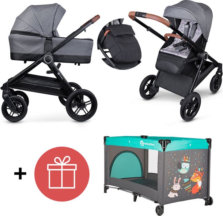 PETITE&MARS Kočárek 2v1 Trails Ultimate Grey + PETITE&MARS Postýlka cestovní Koot - Fox Aqua ZDARMA - obrázek 1