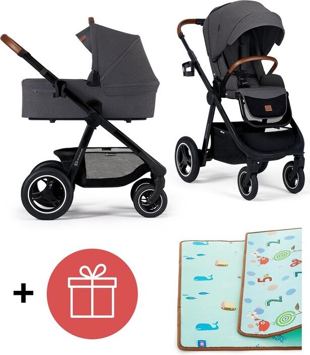 KINDERKRAFT Kočárek Everyday 2v1 Black Dark Grey + PETITE&MARS Podložka na hraní Joy Nature ZDARMA - obrázek 1