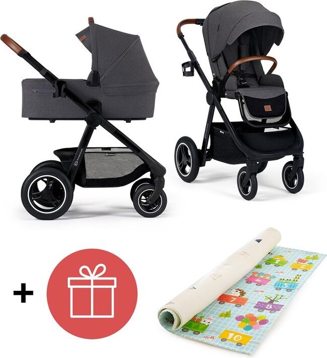 KINDERKRAFT Kočárek Everyday 2v1 Black Dark Grey + PETITE&MARS Podložka Joy Max Train ZDARMA - obrázek 1