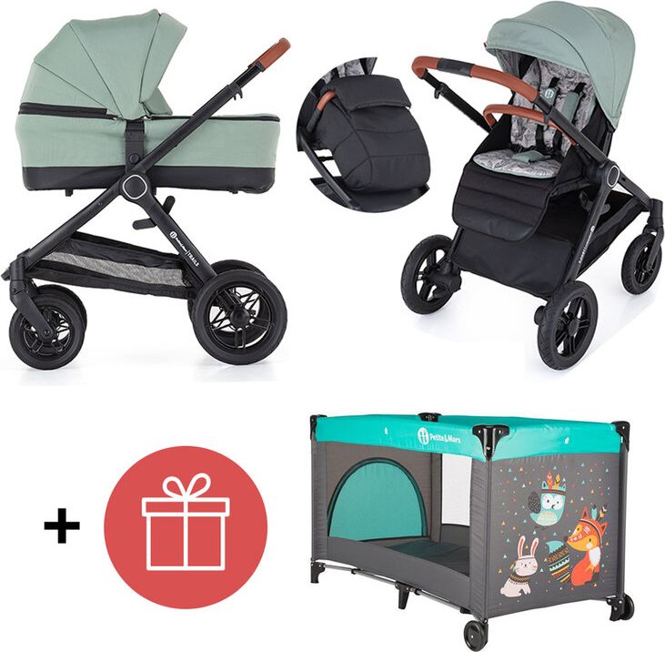 PETITE&MARS Kočárek 2v1 Trails Iron Green + PETITE&MARS Postýlka cestovní Koot - Fox Aqua ZDARMA - obrázek 1