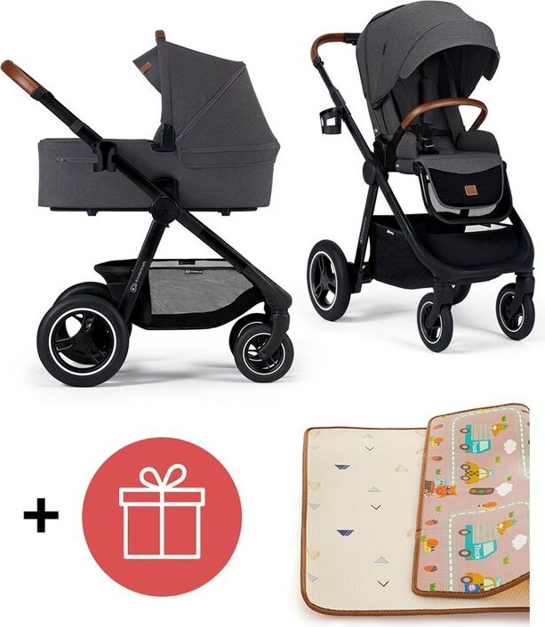 KINDERKRAFT Kočárek Everyday 2v1 Black Dark Grey + PETITE&MARS Podložka na hraní Joy City ZDARMA - obrázek 1