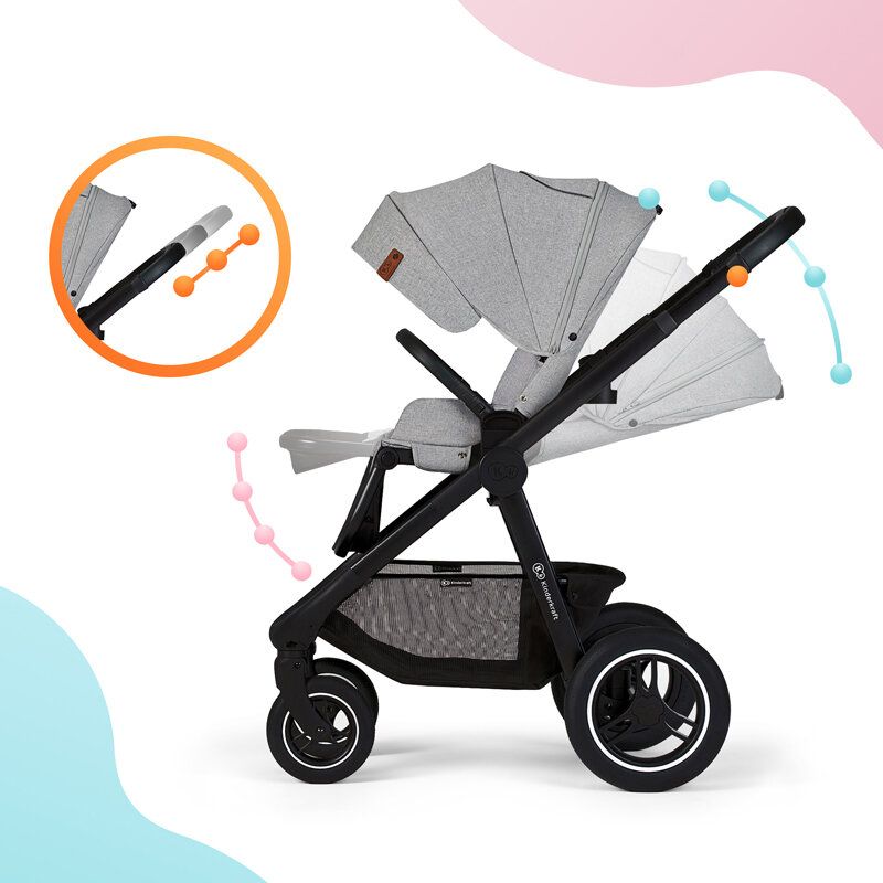KINDERKRAFT Kočárek Everyday 2v1 Light Grey + PETITE&MARS Podložka na hraní Joy Max Walk ZDARMA - obrázek 20