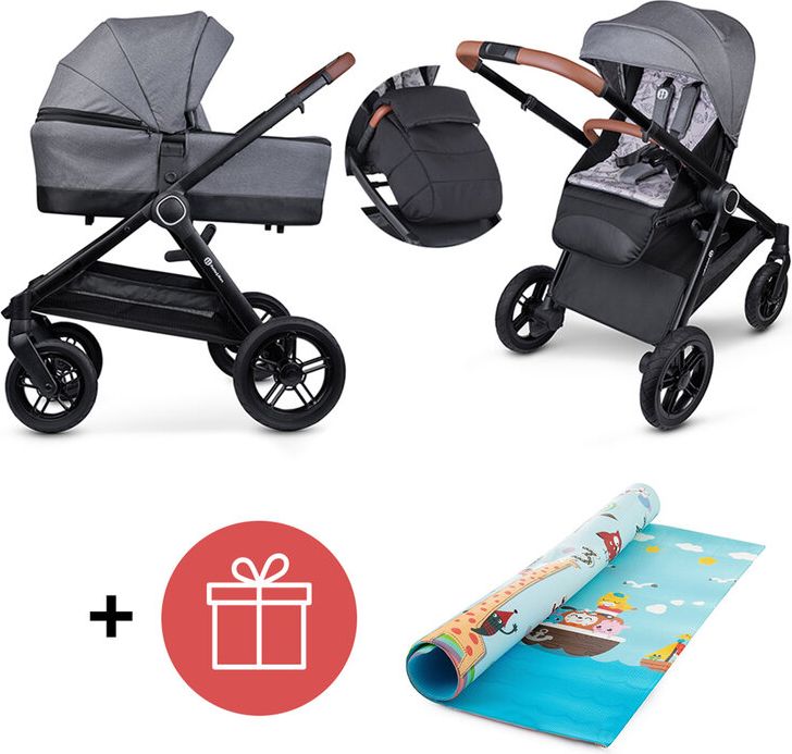 PETITE&MARS Kočárek 2v1 Trails Ultimate Grey + PETITE&MARS Podložka na hraní Joy Max Giraffe ZDARMA - obrázek 1