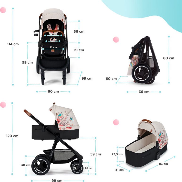 KINDERKRAFT Kočárek Everyday 2v1 Bird + PETITE&MARS Postýlka cestovní Koot - Lion Grey ZDARMA - obrázek 23