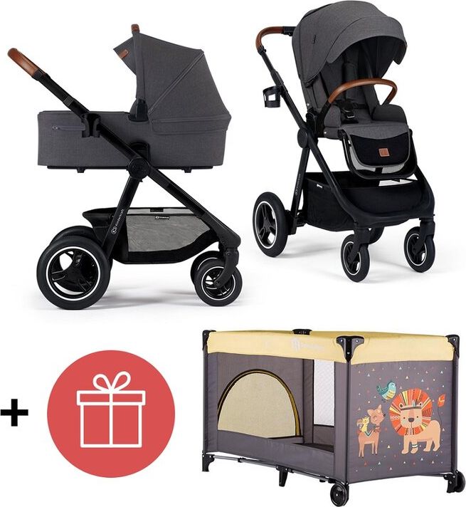 KINDERKRAFT Kočárek Everyday 2v1 Black Dark Grey + PETITE&MARS Postýlka Koot - Lion Yellow ZDARMA - obrázek 1