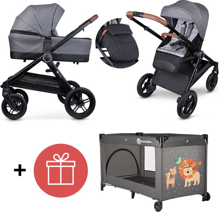 PETITE&MARS Kočárek 2v1 Trails Ultimate Grey + PETITE&MARS Postýlka Koot - Lion Grey ZDARMA - obrázek 1