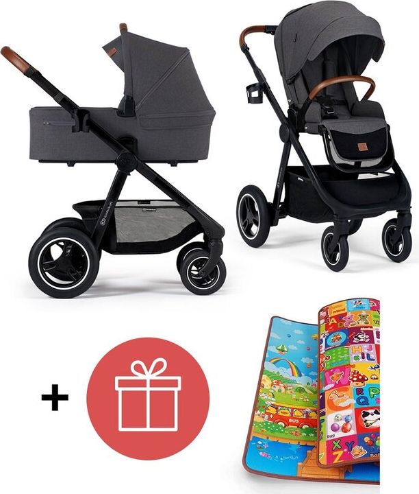 KINDERKRAFT Kočárek Everyday 2v1 Black Dark Grey + PETITE&MARS Podložka na hraní Joy ZDARMA - obrázek 1