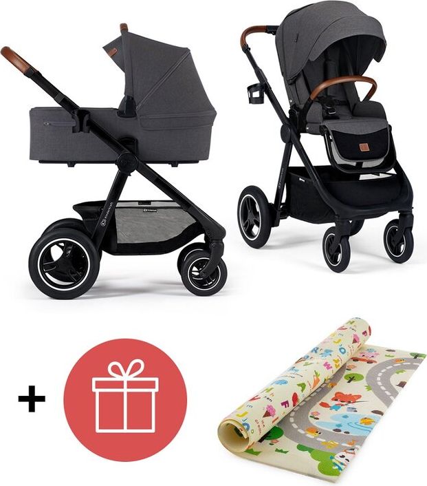 KINDERKRAFT Kočárek Everyday 2v1 Black Dark Grey + PETITE&MARS Podložka Joy Max Walk ZDARMA - obrázek 1