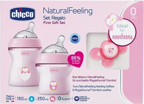 CHICCO Set dárkový Natural Feeling + Comfort šidítko - dívka 0m+ - obrázek 2