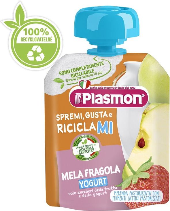 PLASMON Kapsička bezlepková ovocno-jogurtová jahoda 80 g - obrázek 1