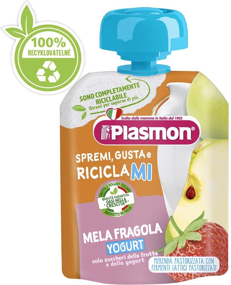 2+1 PLASMON Kapsička bezlepková ovocno-jogurtová jahoda 85 g, 12m+ - obrázek 2