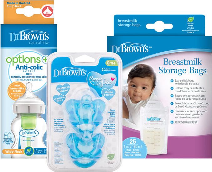 DR.BROWN'S Set lahev WN 150ml + Dudlíky HappyPaci + Sáčky na mateřské mléko - obrázek 1