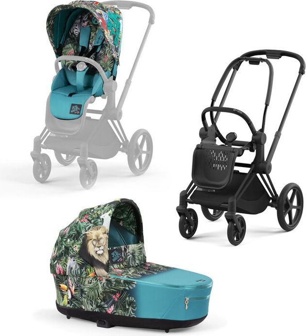 CYBEX Kočárek kompletní Priam 4.0 podvozek Matt Black + seat pack + lux carry cot We The Best Blue - obrázek 1