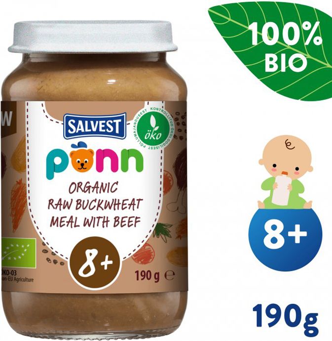 Salvest Põnn BIO Hovězí maso s pohankou a zeleninou 6 x 190 g - obrázek 3