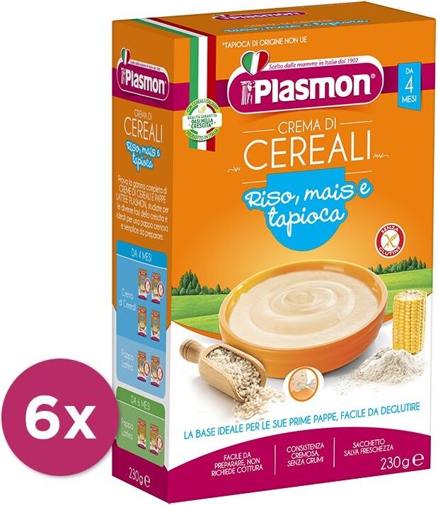 6x PLASMON Kaše bezlepková z rýže, kukuřice a tapioky 230 g, 4m+ - obrázek 1