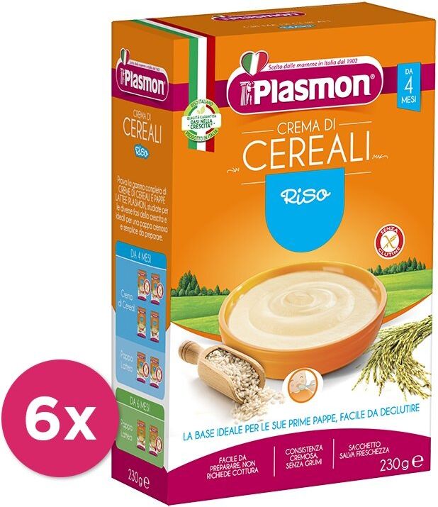 6x PLASMON Kaše bezlepková rýžová 230 g, 4m+ - obrázek 1
