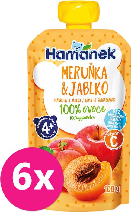 HAMÁNEK 100% ovoce Meruňka & Jablko 6 x 100 g - obrázek 1