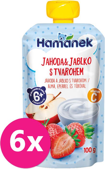 HAMÁNEK Jahoda & jablko s tvarohem 6 x 100 g - obrázek 1