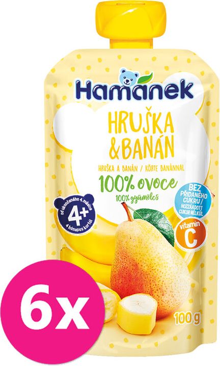 Hamánek Hruška & banán 6 x 100 g - obrázek 1