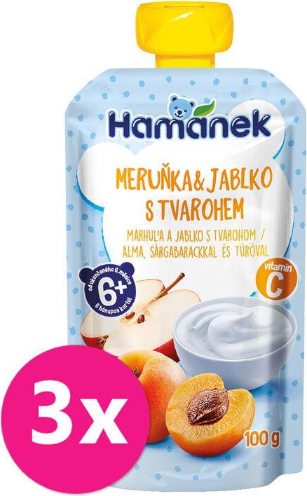 HAMÁNEK Meruňka & jablko s tvarohem 3 x 100 g - obrázek 1