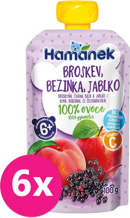 Hamánek Broskev bezinka jablko 6 x 100 g - obrázek 1