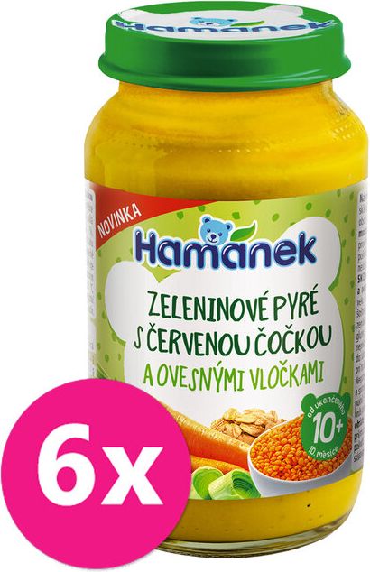 HAMÁNEK Zeleninové pyré s červenou čočkou a ovesnými vločkami 6 × 230 g - obrázek 1