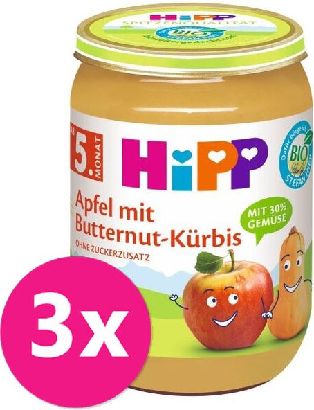 HiPP BIO Jablko s máslovou dýní oduk.4. 6. měsíce 3 x 190 g - obrázek 1