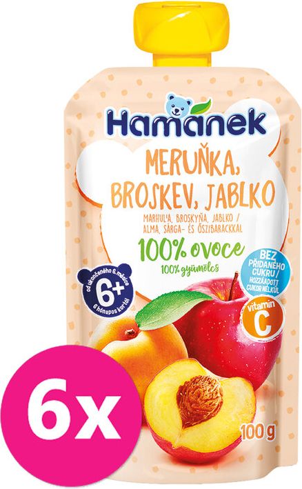 Hamánek Broskev meruňka jablko 6 x 100 g - obrázek 1