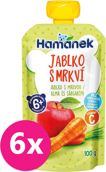 HAMÁNEK Jablko s mrkví 6m+ 6 x 100 g - obrázek 1