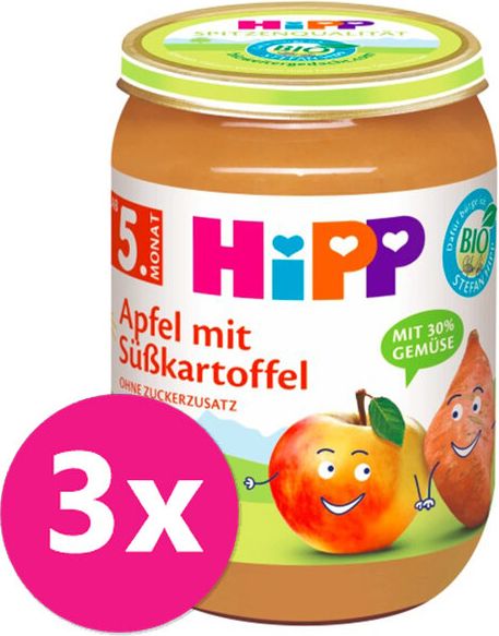HiPP BIO Jablko s batáty od uk. 4.-6. měsíce 3 x 190 g - obrázek 1