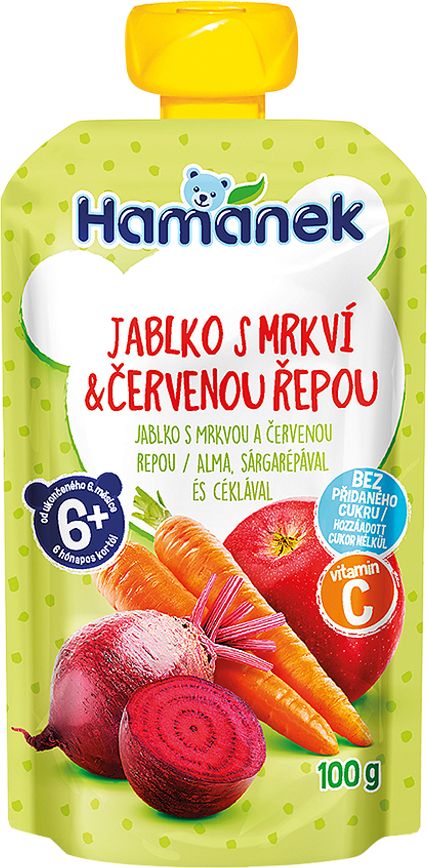 Hamánek Jablko s mrkví a červenou řepou 6 x 100 g - obrázek 2