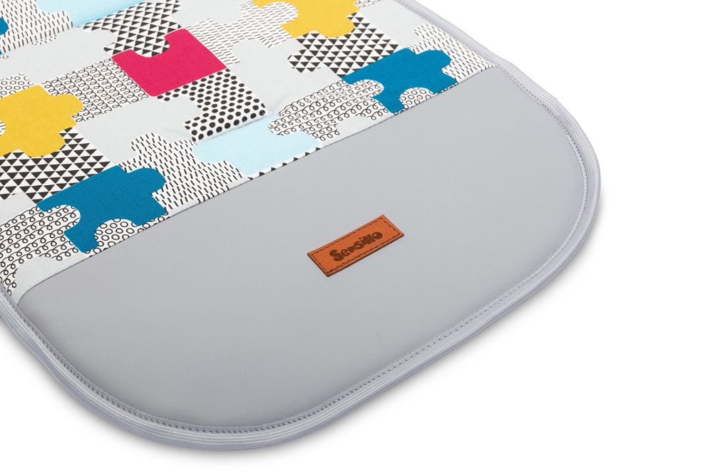 SENSILLO Podložka do kočárku Velvet šedá - puzzle - obrázek 3